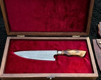 Handmade Chief Knife with Leather Sheath Viking Style Blade, Bushcraft Camping Knife