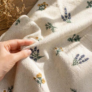 Embroidered Cotton Linen Dress Fabric - Etsy