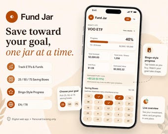 Fund Jar – ETF & Spar-Tracker App | Digitaler Ziel-Tracker, Anlageglas, Geldspar-Planer, Personal Finaz Planer