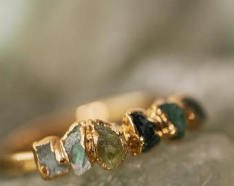 bague dégradée, bague empilable verte