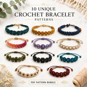 10 Crochet Bracelet Patterns PDF Bundle | DIY Crochet Bracelet Pattern Bundle PDF, Crochet Jewelry Tutorial