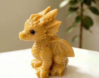 3.1‘’Hand Carved Crystal Dragon Figurine | Natural Gemstone Dragon Sculpture | Power & Protection Crystal Decor