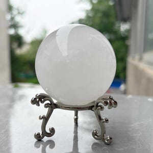 Milky Quartz Sphere, Natural Snow Quartz Ball, Crown Chakra Purifier, Zen Meditation Orb, Minimalist Witch Altar Decor Gift