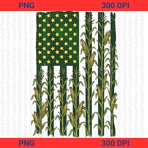 Bandera estadounidense de maíz PNG, bandera de granja de EE. UU., bandera patriótica rústica de campo de maíz PNG, sublimación de granja rural, descarga instantánea