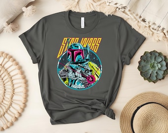 Vintage Star Wars The Mandalorian And Grogu Shirt, Grogu Bounty Hunter Shirt, 90s Style Star Wars Shirt, Baby Yoda Tee, Mandalorian Shirt