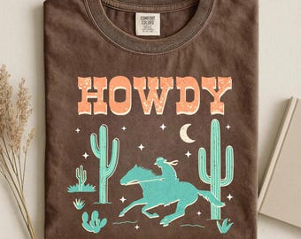 Howdy Cowboy Horse Riding Desert Graphic Tee