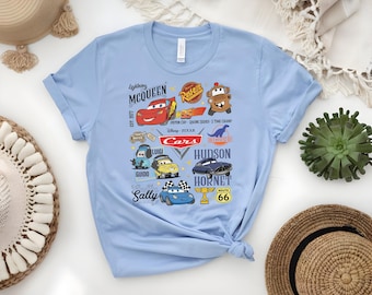 Retro Disney Cars Shirt, Checkered Lightning McQueen Shirt, Cars Sally Shirt, Disney Family Trip Shirts, Disneyland Vacation Tee, Tow Mater