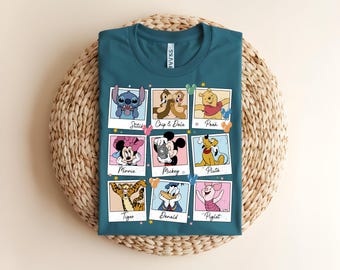 Disney Friends Collage Shirt Mickey Minnie Pooh Stitch Tee Gift