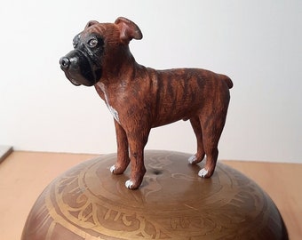 Handcrafted Boxer Dog Figurine, Playful Canine Art, Dog Art, Animal Art, Dog Sculpture, Small Dog