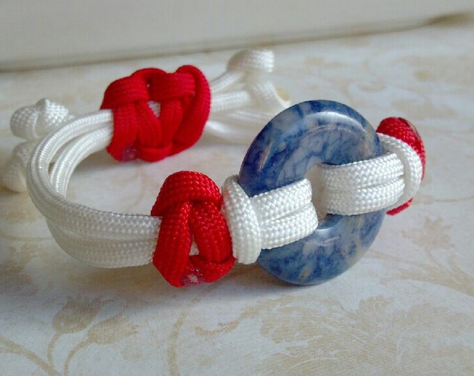 Nautical Paracord Bracelet With a Blue Hoop Bead Focal Piece Etsy