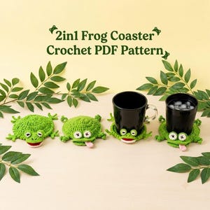 2-i-1 Grodunderlägg Virkmönsterpaket (PDF), Amigurumi Muggmatta, Nybörjarvänlig