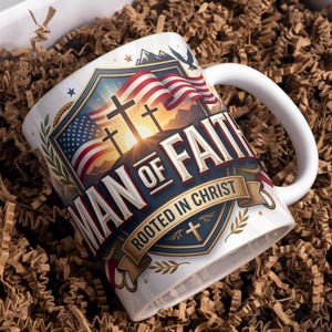 Christian Men's Mug Wrap PNG, Faith Based Sublimation Design, Religious 11oz 15oz Mug Download