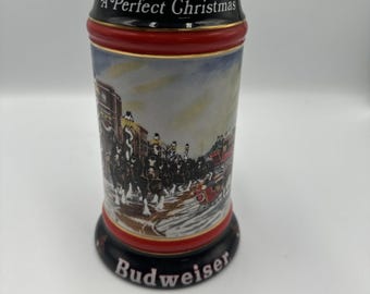 1992 Budweiser Collector Beer Stein Mug Clydesdales A Perfect Christmas Holiday