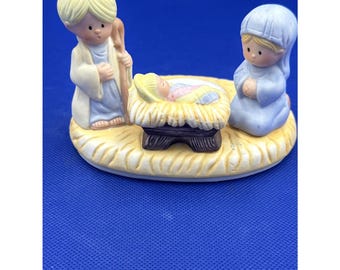 VTG 1985 WNS Nativity Scene Figurine Mary, Joseph & Baby Jesus Candle Holder
