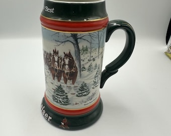 1991 Budweiser Collector Beer Stein Clydesdales The Season's Best Mug Christmas