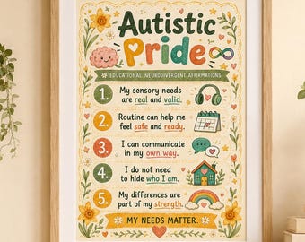 Autistic Pride Poster | Autism Acceptance Affirmation Print | Neurodivergent Classroom Decor | SEN Digital Download Wall Ar