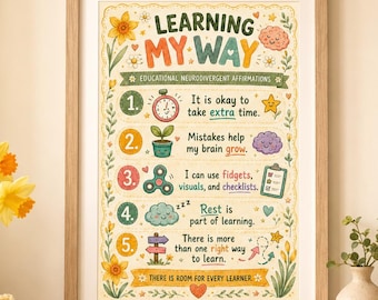 Learning My Way Poster | Neurodivergent Affirmation Print | Inclusive Classroom Decor | SEN ADHD Autism Educational Wall Art