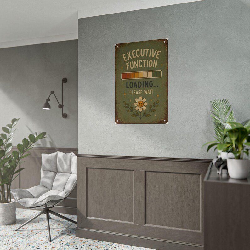 Exekutive Funktion Laden Poster, lustiges ADHD Wandkunst, Neurospicy Druck, rustikales Vintage Schild, Neurodiversent Bürodeko Bild 19