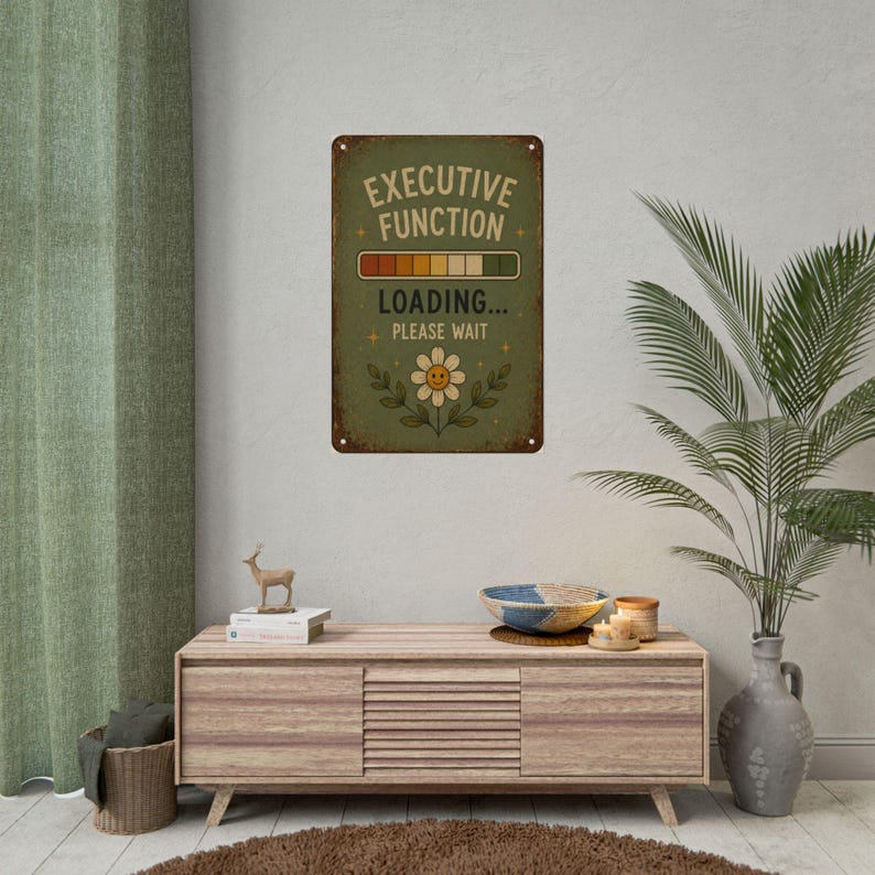 Exekutive Funktion Laden Poster, lustiges ADHD Wandkunst, Neurospicy Druck, rustikales Vintage Schild, Neurodiversent Bürodeko Bild 18