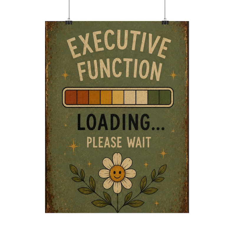 Exekutive Funktion Laden Poster, lustiges ADHD Wandkunst, Neurospicy Druck, rustikales Vintage Schild, Neurodiversent Bürodeko Bild 6