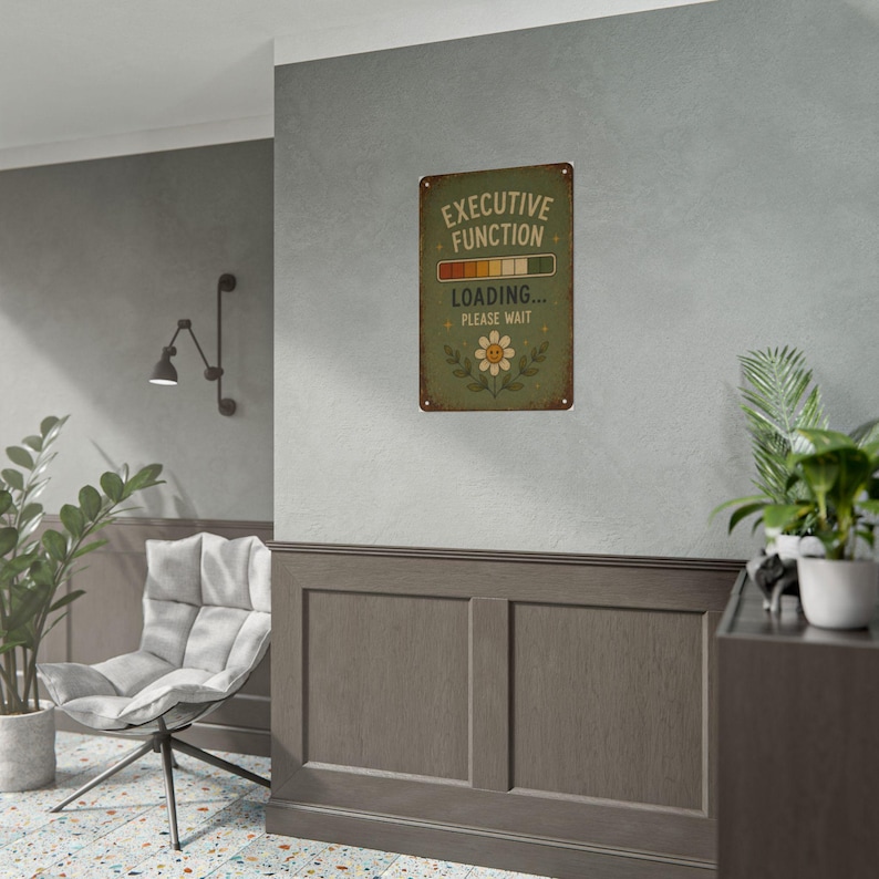 Exekutive Funktion Laden Poster, lustiges ADHD Wandkunst, Neurospicy Druck, rustikales Vintage Schild, Neurodiversent Bürodeko Bild 14