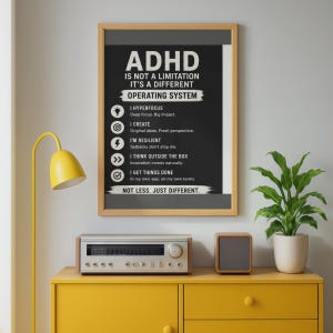 ADHD Wall Art, Different Operating System Poster, Neurodivergent Gift, ADHD Office Decor