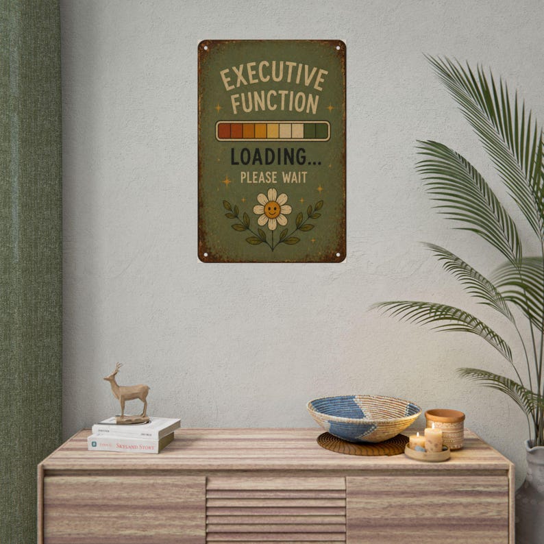 Executive Function Loading Poster, ADHD Poster for Women, Executive Function Wall Art, Neurodivergent Office Decor image 4