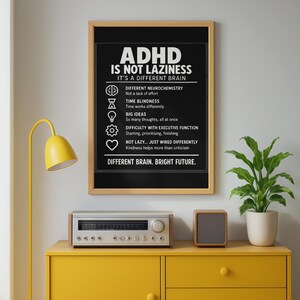 ADHD Is Not Laziness Wall Art, Neurodivergent Gift, Executive Function Poster