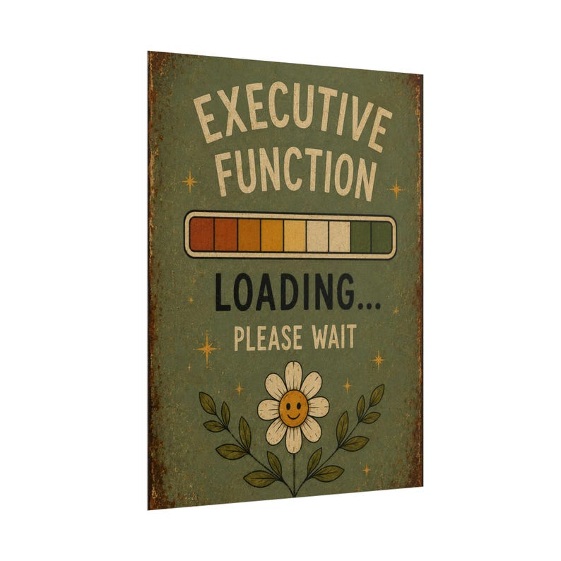 Exekutive Funktion Laden Poster, lustiges ADHD Wandkunst, Neurospicy Druck, rustikales Vintage Schild, Neurodiversent Bürodeko Bild 7