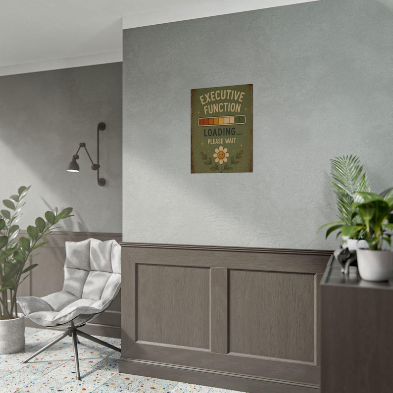 Exekutive Funktion Laden Poster, lustiges ADHD Wandkunst, Neurospicy Druck, rustikales Vintage Schild, Neurodiversent Bürodeko Bild 9