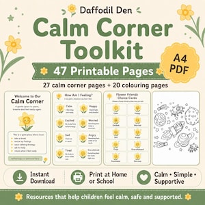Calm Corner Toolkit Printable, Neurodivergent Classroom Display, Emotional Regulation Cards, SEN Visual Supports, Colouring Pages, A4 PDF