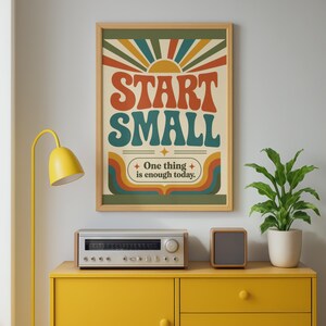 ADHD Wall Art Start Small, Neurodivergent Gift, Executive Function Retro Poster