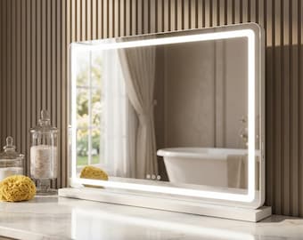 LED Vanity Mirror with Lights | Dimmable Makeup Mirror 3 Color Modes | Bathroom & Bedroom Lighted Mirror | Modern Beauty Mirror