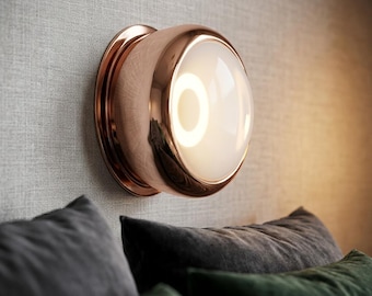 Modern vägglampa i roséguld Lyxig kromad LED-vägglampa Minimalistisk rund spegelglaslampa för sovrum, vardagsrum, halldekor