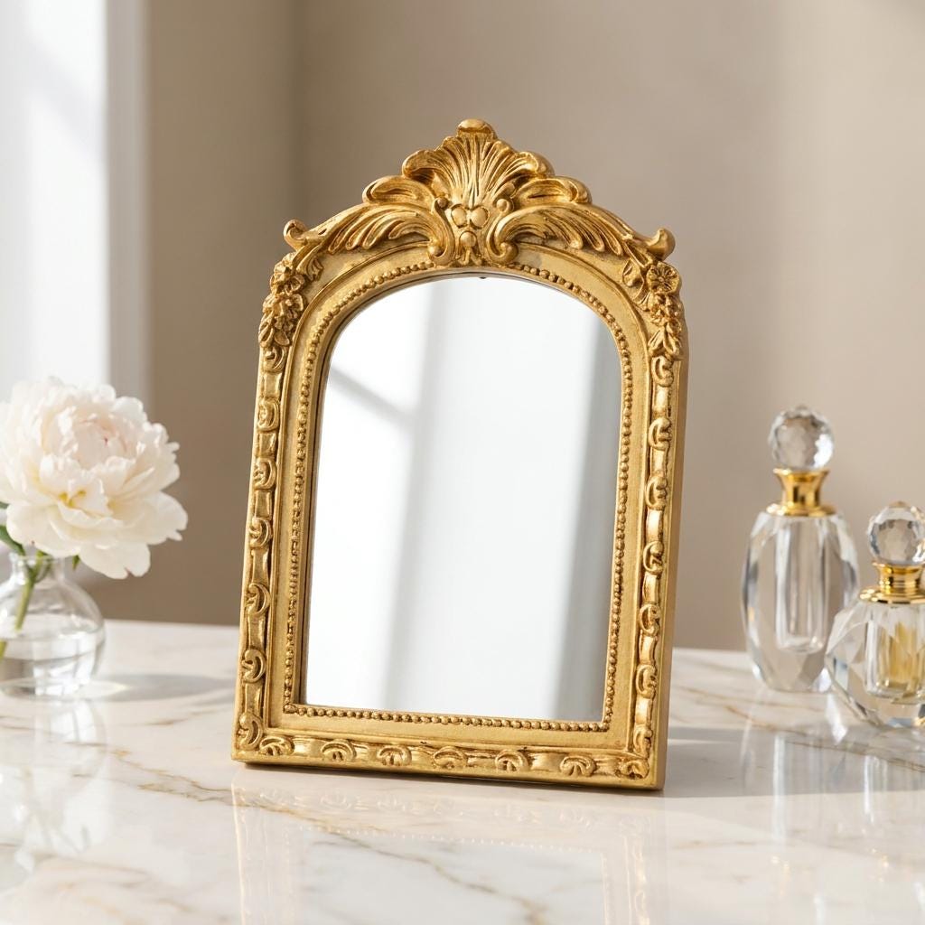 dresser mirror gold Buy AICO Camden Court Oval Dresser Mirror in Taupe Metal Frame Online –  Jennifer Furniture