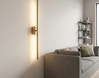 Modern Gold LED Wall Sconce Minimalist Linear Wall Light Nordic Long Tube Sconce Elegant Bedside Wall Lamp for Bedroom Living Room