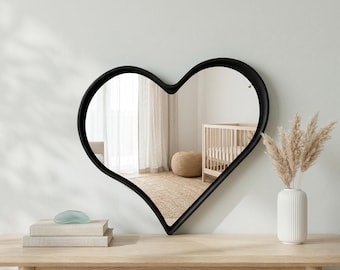 Asymmetrical Black Heart Mirror Modern Wall Decor Shatterproof Acrylic Vanity Mirror Edgy Aesthetic Room Decor Teen Girl Gift
