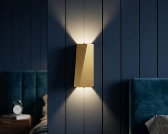 Arandela de parede LED moderna e minimalista com iluminação para cima e para baixo, luminária geométrica de alumínio para corredor, quarto e decoração arquitetônica.