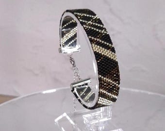 Black Gold Peyote Bracelet Pattern PDF, Even Count Bead Weaving Tutorial, Miyuki Delica Cuff Pattern, Geometric Bracelet Pattern