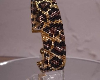 Peyote Bracelet Pattern PDF, Leopard Print Bead Pattern, Miyuki Delica Bracelet Pattern, Animal Print Cuff, Digital Download