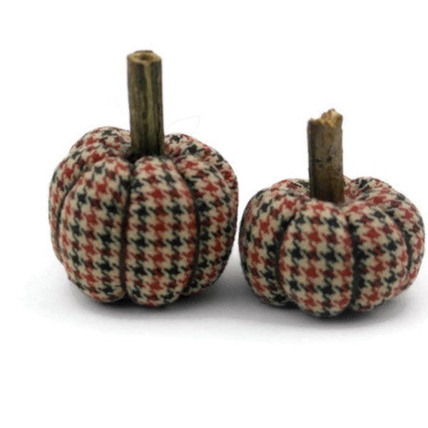 Fall and Halloween Decor, Fabric Pumpkins, Thanksgiving Home Decor, Fall Decor, Country Home Accent  - set of 2