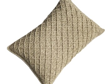 Crochet cushion cover in beige, handmade