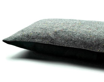 Decorative Oblong / Lumbar Throw Pillow Cover Rectangular Cushion Cover Gray Wool Cheviot Tweed