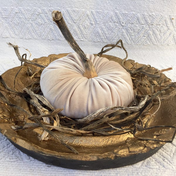 Champagne Velvet Pumpkin Home Halloween Decor, Fall Country Home Accent Fall and Halloween Decor
