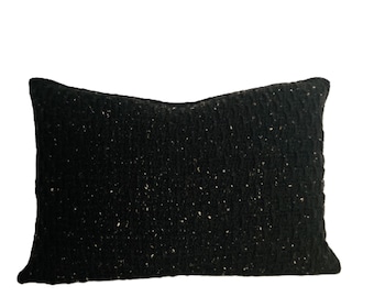 Crochet cushion cover in black, handmade