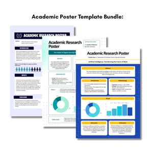 Set di 3 modelli di poster accademici, layout PowerPoint per conferenze scientifiche (A0)
