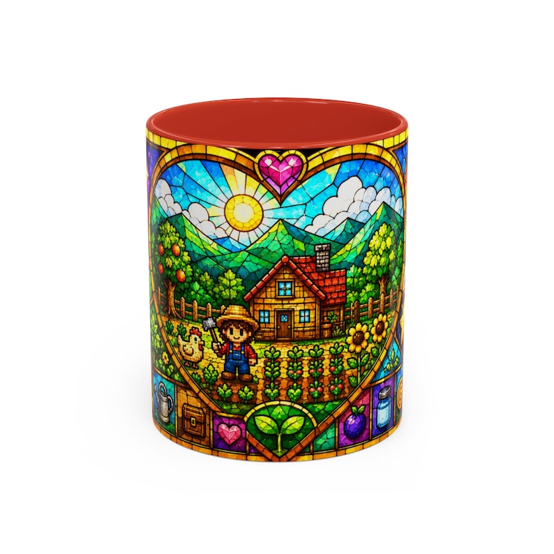 Stardew Valley-mok, koffiekopje in gebrandschilderd glas, gezellig gamercadeau afbeelding 2