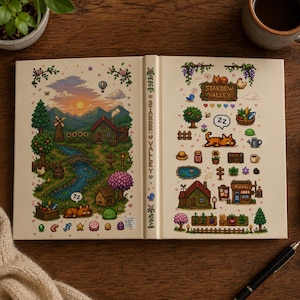 Carnet cartonné Stardew Valley, carnet de notes confortable pour gamer, joli Bullet Journal