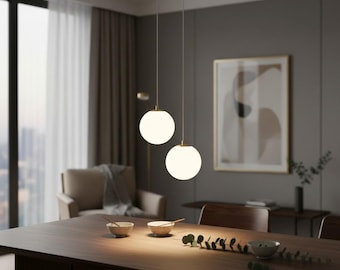 Modern Glass Pendant Light Nordic LED Hanging Lamp Brass Black Home Decor