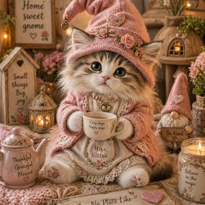 Cozy Christian Cat Wall Art Printable | Miss Kittea Inspirational Animal Scripture Decor | Cottagecore Faith Digital Download